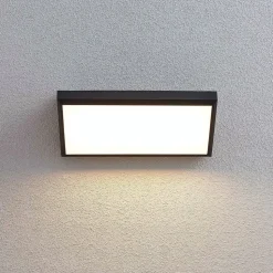 Lindby udendørs LED-væglampe Abby, sensor, IP65, mørkegrå