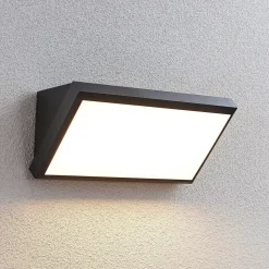 Lindby udendørs LED-væglampe Abby, grå, plast, IP65