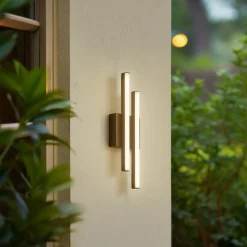 Lindby udendørs LED-væglampe Abelia, sort, aluminium, stål