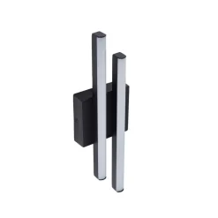 Lindby udendørs LED-væglampe Abelia, sort, aluminium, stål