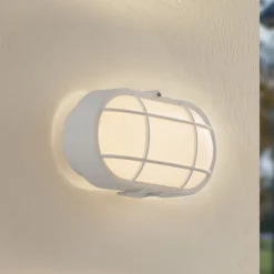 Lindby udendørs LED-væglampe Alisha, hvid, plast, IP54