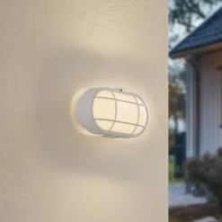 Lindby udendørs LED-væglampe Alisha, hvid, plast, IP54