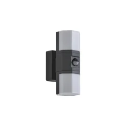 Lindby udendørs LED-væglampe Alaric, aluminium, antracit, sensor