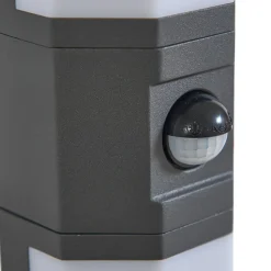 Lindby udendørs LED-væglampe Alaric, aluminium, antracit, sensor