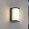 Lindby udendørs LED-væglampe Calvik, sort, riflet, IP44