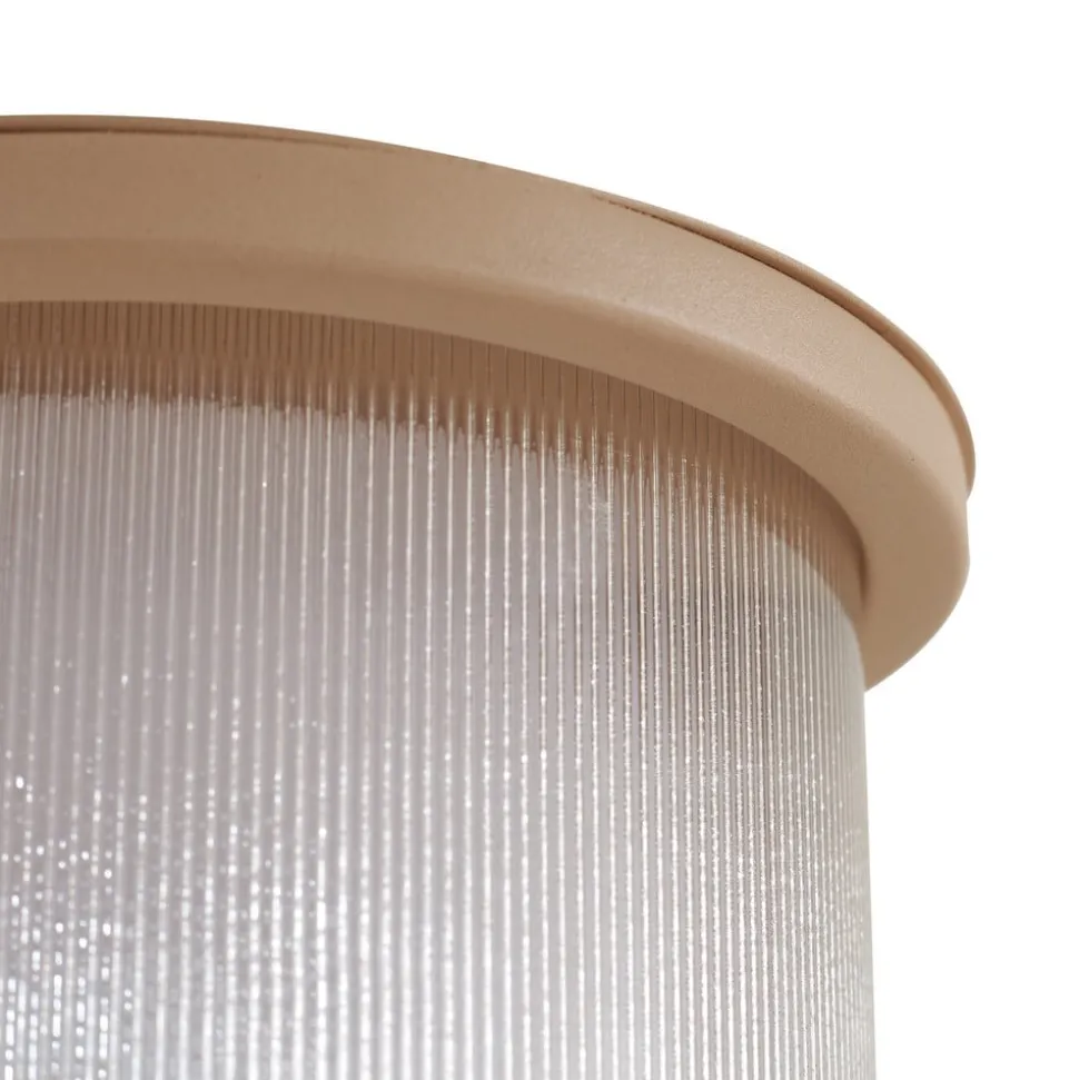 Lindby udendørs LED-væglampe Calvik, beige, riflet, IP44