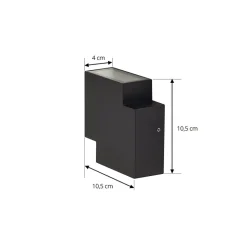 Lindby udendørs LED-væglampe Fendir, sort, aluminium, 10,5 cm