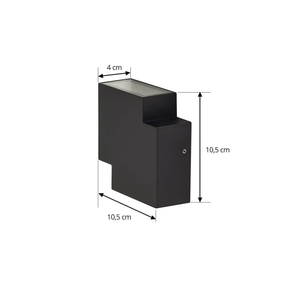 Lindby udendørs LED-væglampe Fendir, sort, aluminium, 10,5 cm