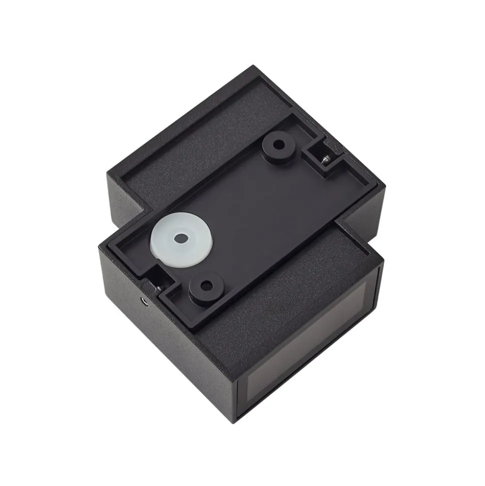 Lindby udendørs LED-væglampe Fendir, sort, aluminium, 10,5 cm