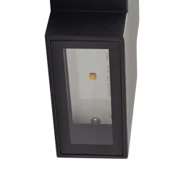 Lindby udendørs LED-væglampe Fendir, sort, aluminium, 10,5 cm
