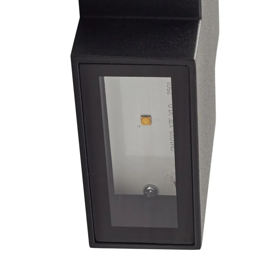 Lindby udendørs LED-væglampe Fendir, sort, aluminium, 10,5 cm