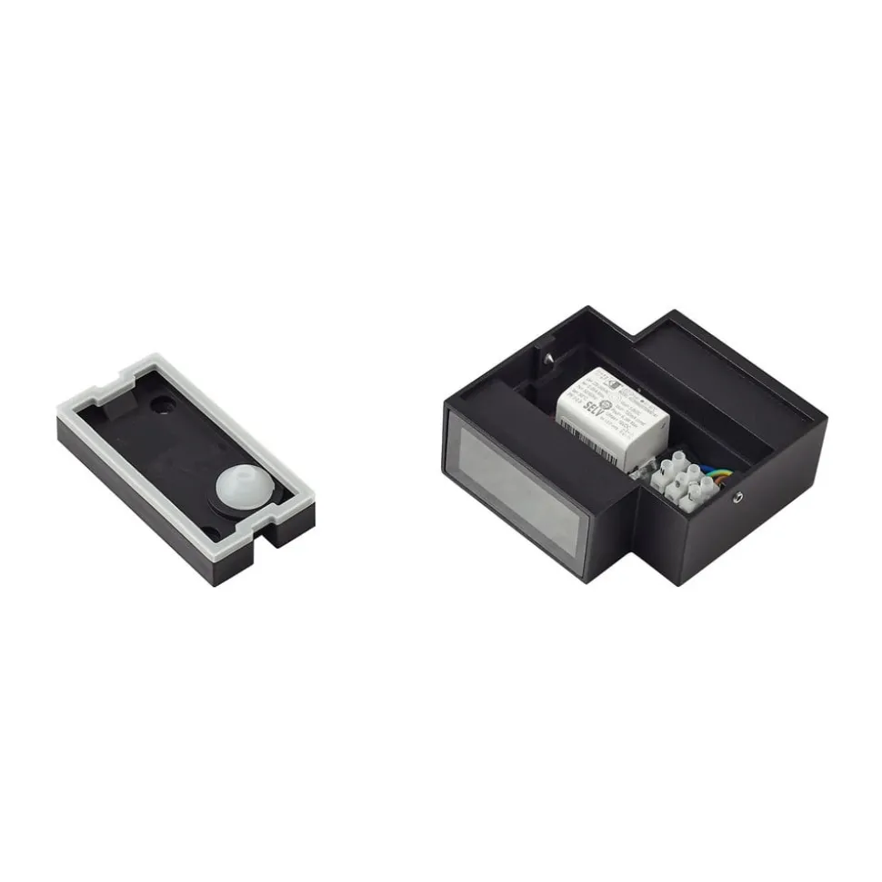 Lindby udendørs LED-væglampe Fendir, sort, aluminium, 10,5 cm