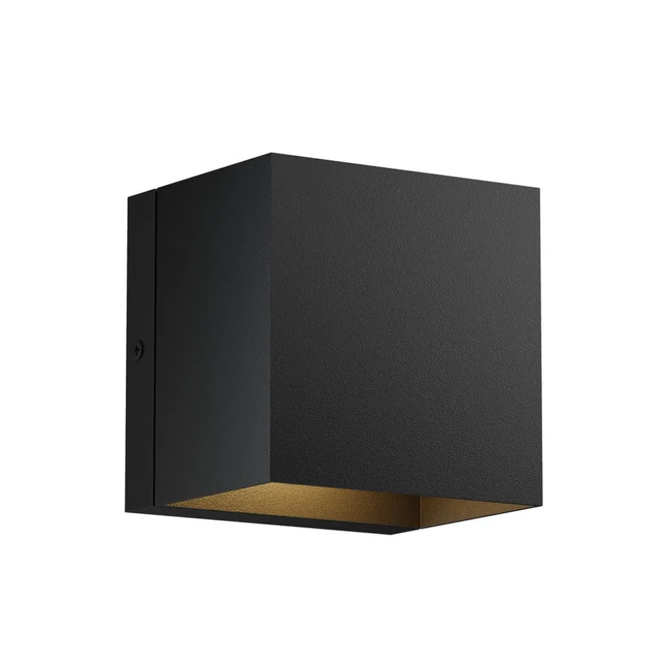 Lindby udendørs LED-væglampe Glyn, sort, metal, 12 cm, IP44
