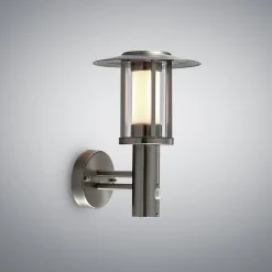 Lindby udendørs LED-væglampe Gregory, sensor, stål, IP44