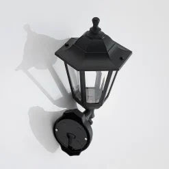 Lindby udendørs LED-væglampe Iavo, sort, lygte, 38 cm
