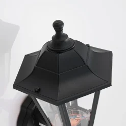 Lindby udendørs LED-væglampe Iavo, sort, lygte, 38 cm