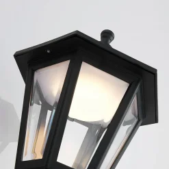 Lindby udendørs LED-væglampe Iavo, sort, lygte, 38 cm