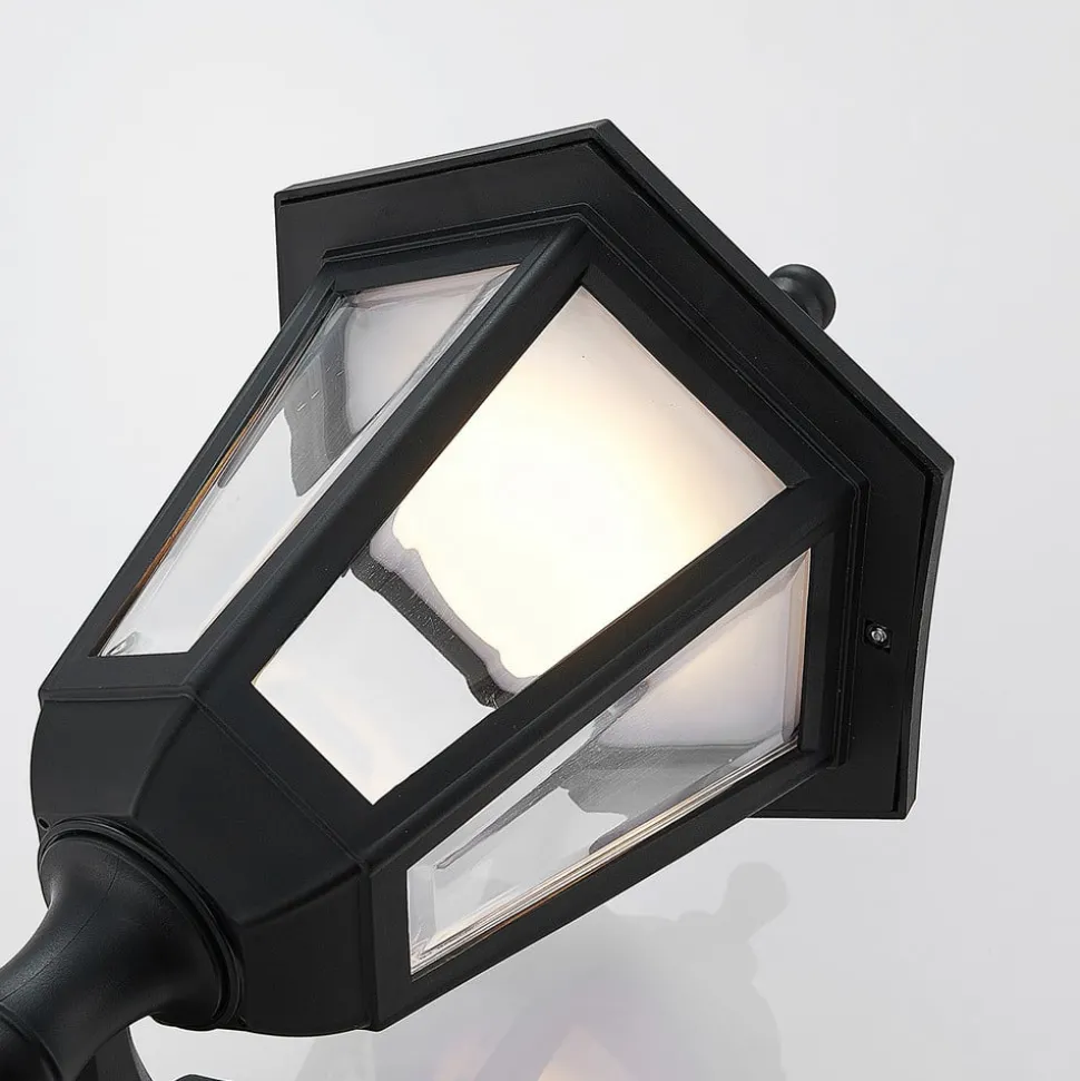 Lindby udendørs LED-væglampe Iavo, sensor, sort, lygte