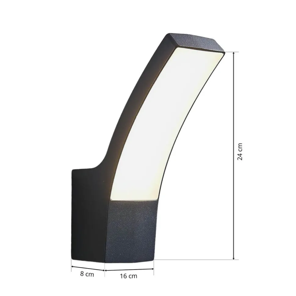 Lindby udendørs LED-væglampe Ilvita, antracit, metal, IP54