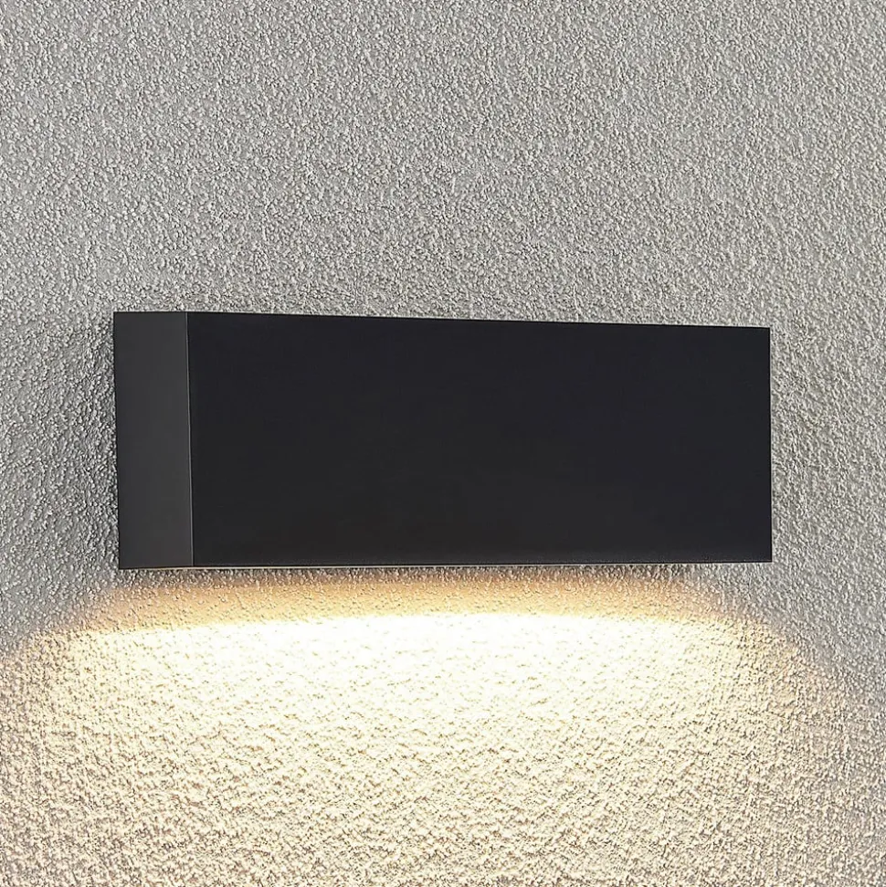 Lindby udendørs LED-væglampe Jarte, 24 cm, ned, grå, IP65