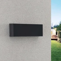 Lindby udendørs LED-væglampe Jarte, 24 cm, ned, grå, IP65