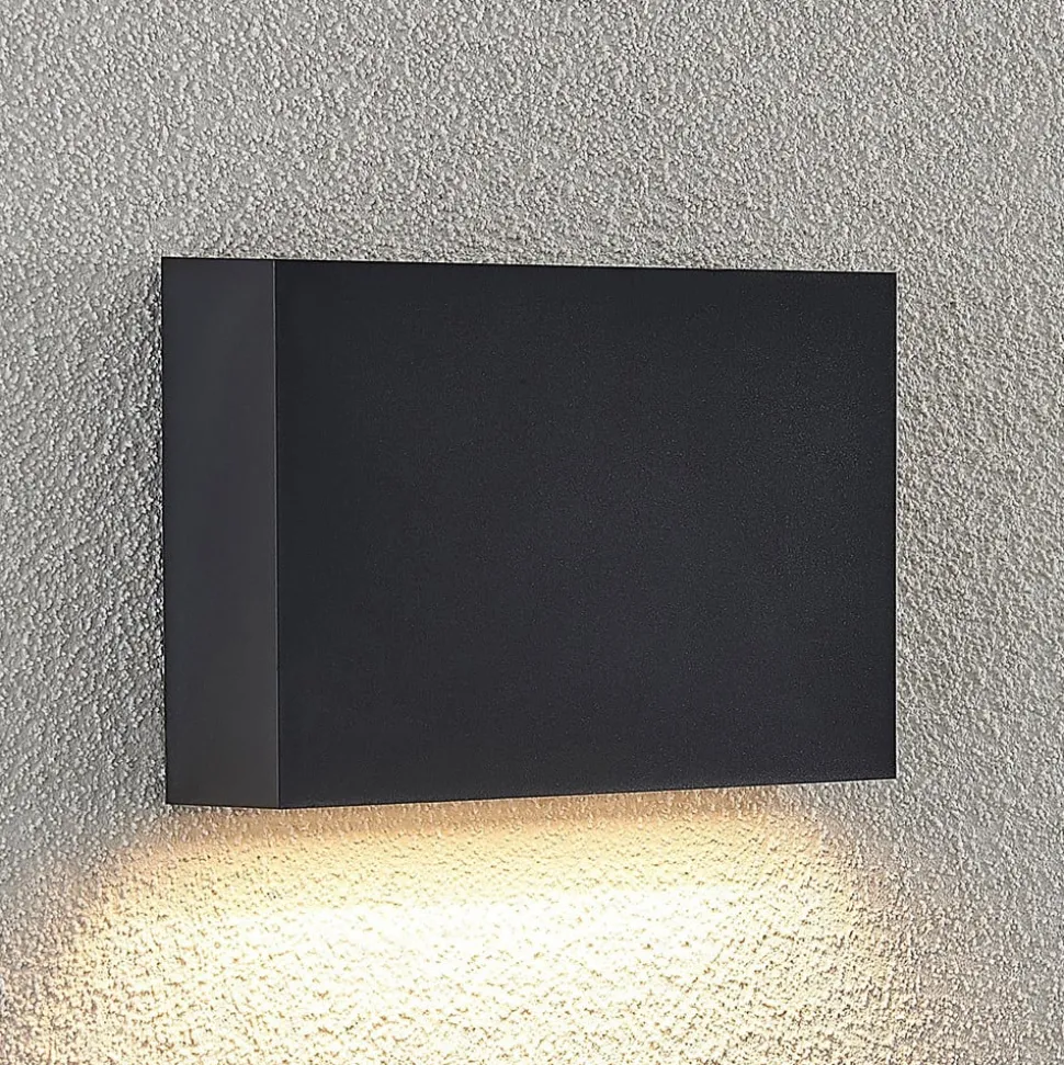 Lindby udendørs LED-væglampe Jarte, 20 cm, ned, grå, IP65