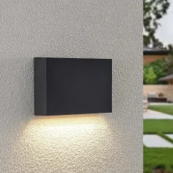 Lindby udendørs LED-væglampe Jarte, 20 cm, ned, grå, IP65