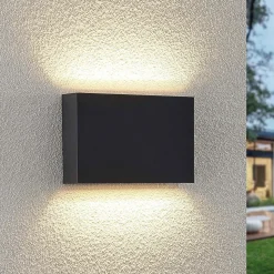 Lindby udendørs LED-væglampe Jarte, 20 cm, op/ned, grå, IP65