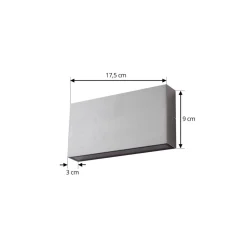 Lindby udendørs LED-væglampe Jarte, grå, metal, 17 cm, IP54