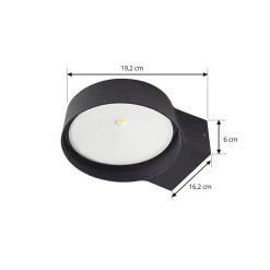 Lindby udendørs LED-væglampe Jesiba, antracit, aluminium, Ø 16cm