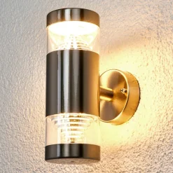 Lindby udendørs LED-væglampe Lanea, 21 cm, stål, IP44