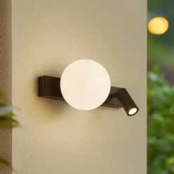 Lindby udendørs LED-væglampe Larcie, 35 cm, 2 lyskilder, aluminium, sensor