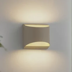 Lindby udendørs LED-væglampe Lenore, beige, metal, 13,5 cm