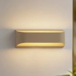 Lindby udendørs LED-væglampe Lenore, beige, metal, 36,5 cm