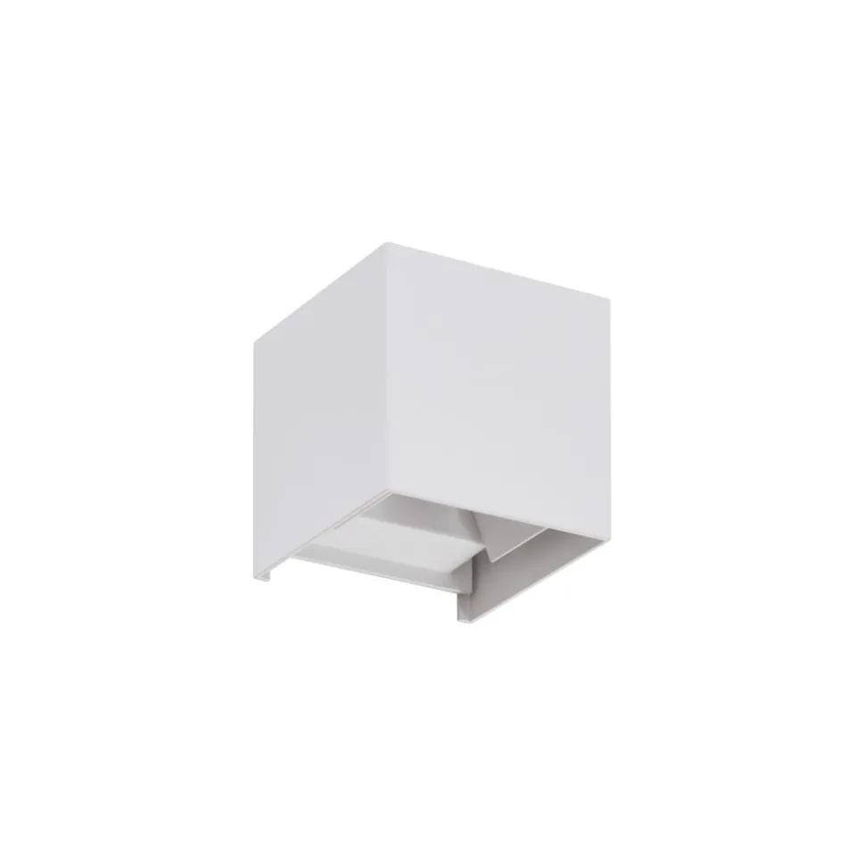 Lindby udendørs LED-væglampe Nivar, kantet, hvid, metal, IP54