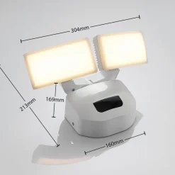 Lindby udendørs LED-væglampe Nikias, 30 cm, sensor, 2 lyskilder, hvid
