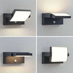 Lindby udendørs LED-væglampe Sherin, antracit, sensor, IP54