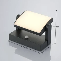 Lindby udendørs LED-væglampe Sherin, antracit, sensor, IP54