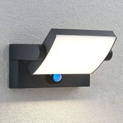 Lindby udendørs LED-væglampe Sherin, antracit, sensor