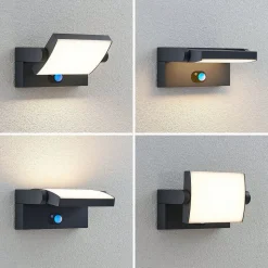 Lindby udendørs LED-væglampe Sherin, antracit, sensor