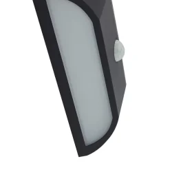 Lindby udendørs LED-væglampe Siana, sort, pc, sensor