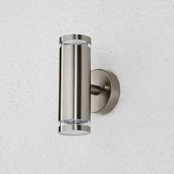 Lindby udendørs LED-væglampe Tiberius, stål, op/ned, IP44