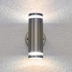 Lindby udendørs LED-væglampe Tiberius, stål, op/ned, IP44