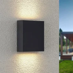 Lindby udendørs LED-væglampe Ugar, 13 cm, antracit, op/ned