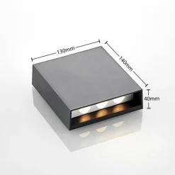 Lindby udendørs LED-væglampe Ugar, 13 cm, antracit, op/ned
