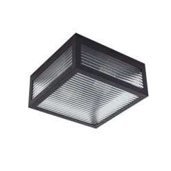 Lindby udendørs loftlampe Bolgar, sort, metal, glas