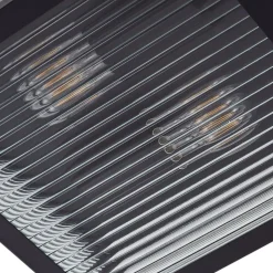 Lindby udendørs loftlampe Bolgar, sort, metal, glas