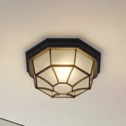 Lindby udendørs loftlampe Idril, antracit, metal, Ø 26,5 cm
