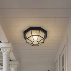Lindby udendørs loftlampe Idril, antracit, metal, Ø 26,5 cm