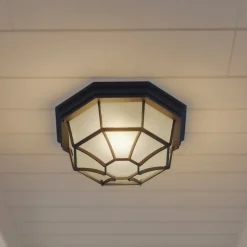 Lindby udendørs loftlampe Idril, antracit, metal, Ø 26,5 cm